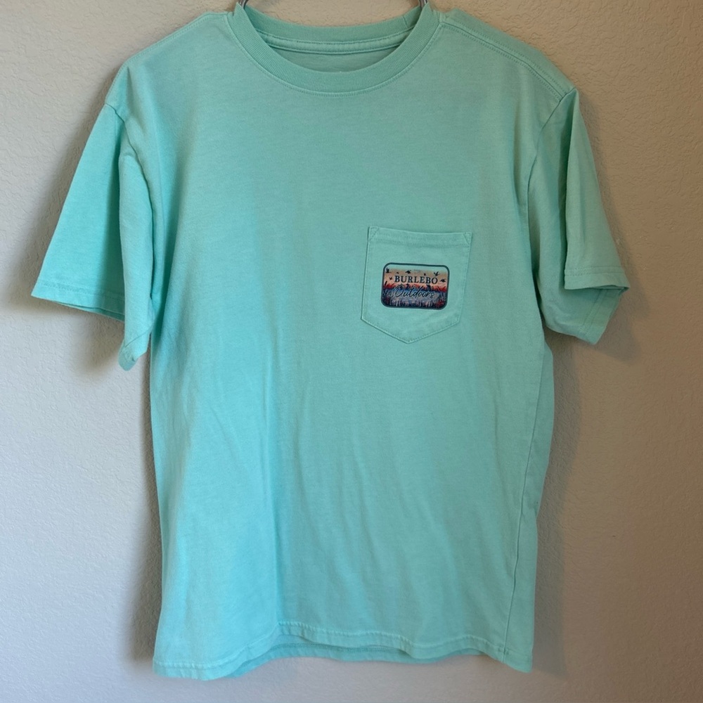 BURLEBO Short Sleeve T Shirt Mens Medium Crew Neck Aqua Duck Water Outdoors